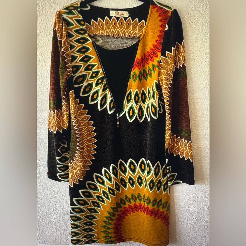 Aryeh Black Multi Colored Patterned Fabric
